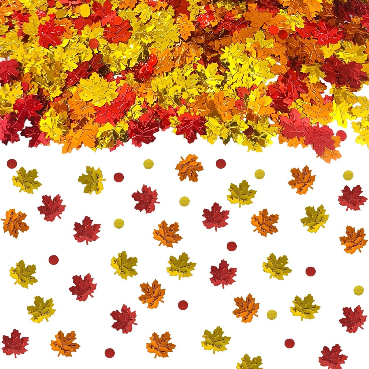 1500 Pcs Autumn Fall Table Confetti, Maple Leaf Decor Harvest Thanksgiving(Red, Gold)5 x 4 x 0.5 inches